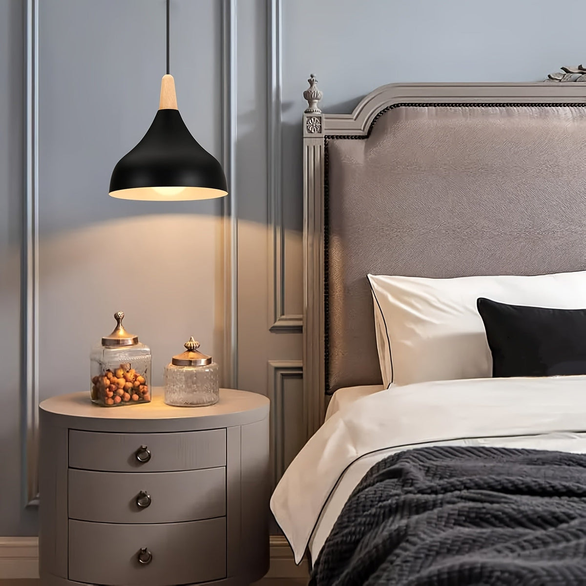 Suspension Goutte moderne | Métal et bois, 9 coloris
