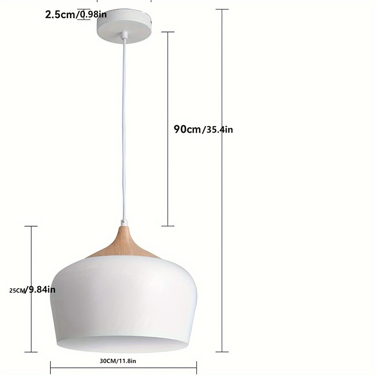 Suspension scandinave | Fer et effet bois, Ø 30 cm