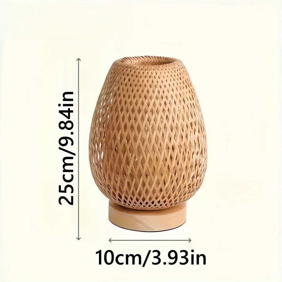 Lampe de chevet en bambou tressé | USB, 3 teintes de blanc