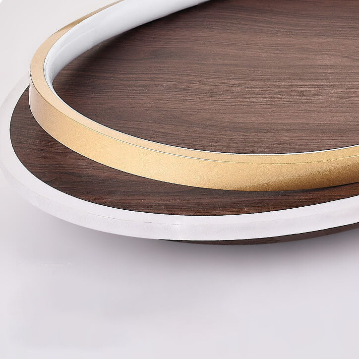 Plafonnier LED rond noyer et doré | Ø 37, 47 ou 57 cm