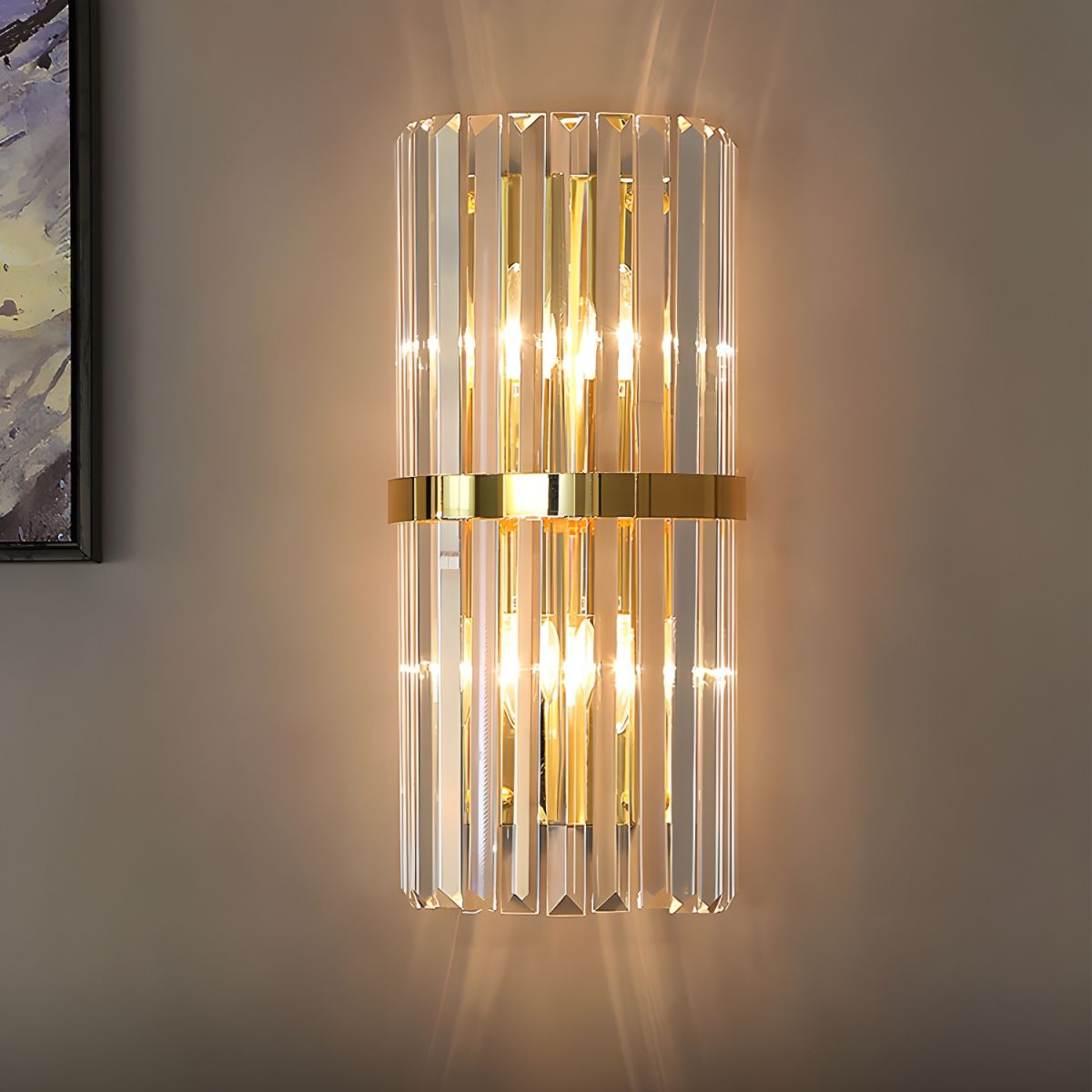 Applique murale en cristal | Acier inoxydable, 2 tailles