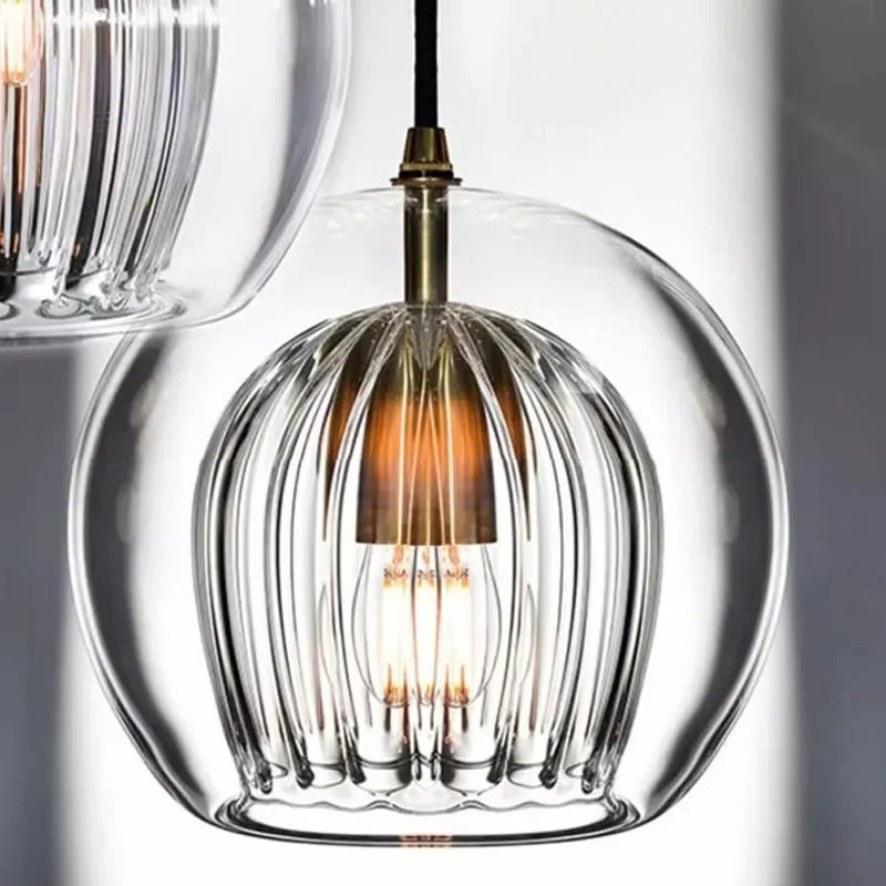 Suspension en verre nervuré LuxeSphere | 15, 20 ou 25 cm