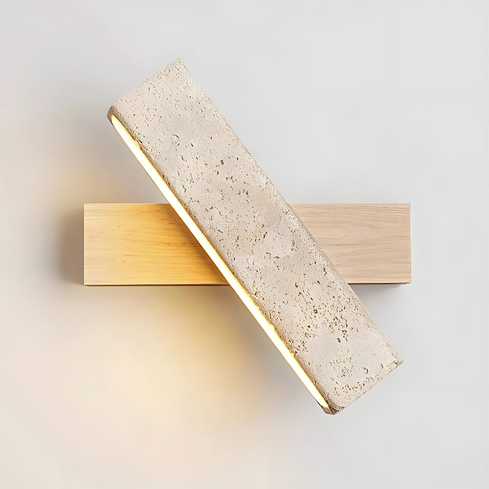Applique murale en travertin et bois | LED 5 W intégrée