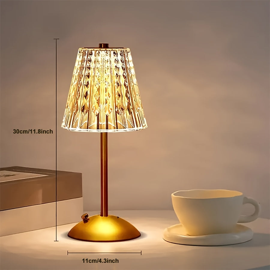 Lampe à poser en cristal | Rechargeable USB, 3 teintes