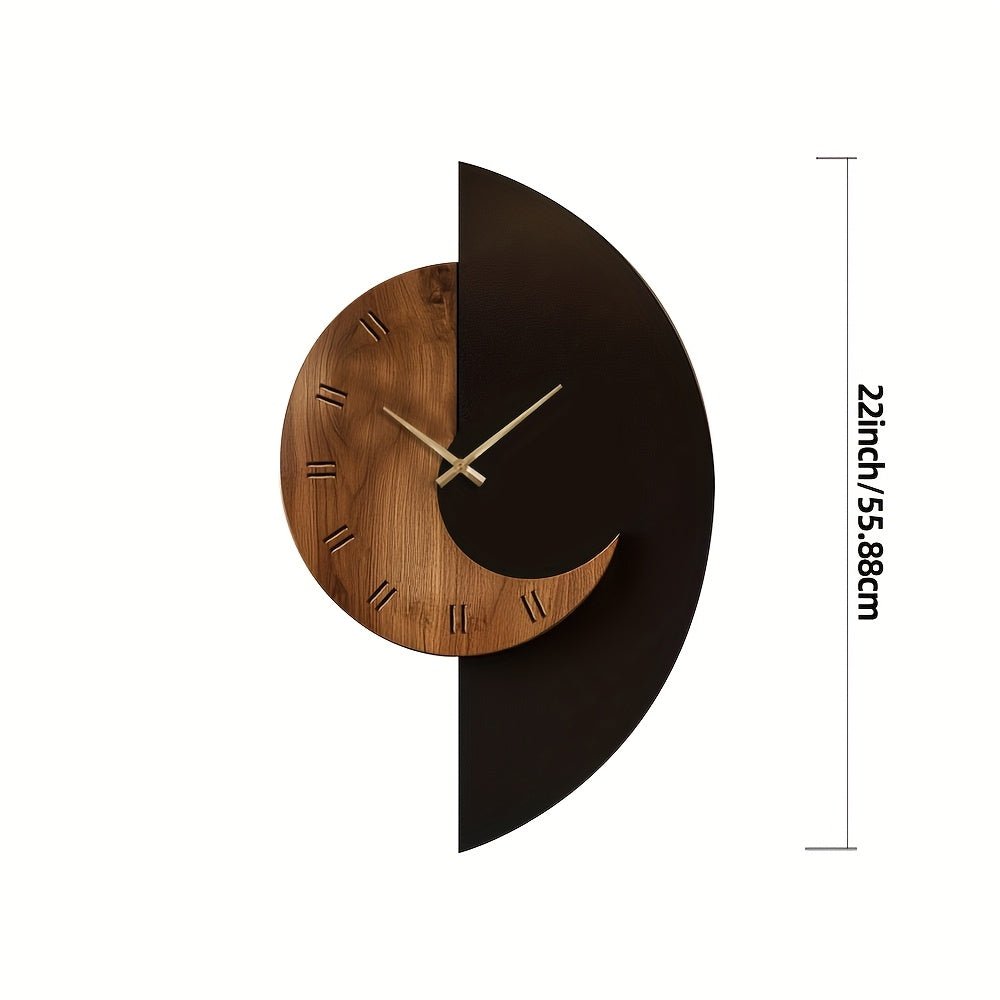 Horloge murale demi-lune en bois | Silencieuse, 3 tailles