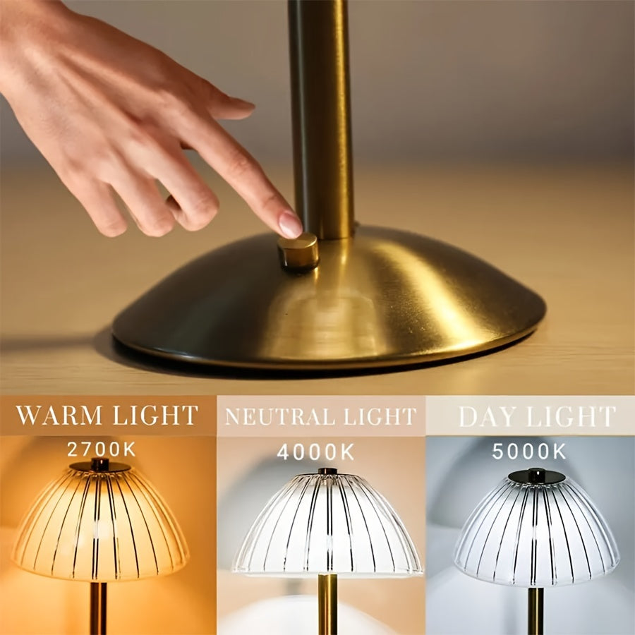 Lampe à poser tactile dorée | Rechargeable USB, 3 modes