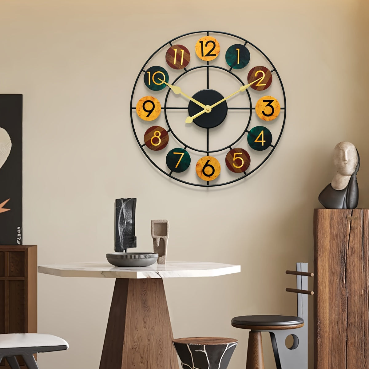 Horloge murale en métal coloré | Rétro en fer, Ø 37 cm