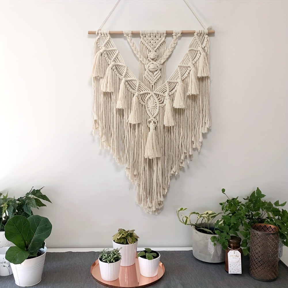 Tenture murale en macramé | Bohème, 70 × 45 cm