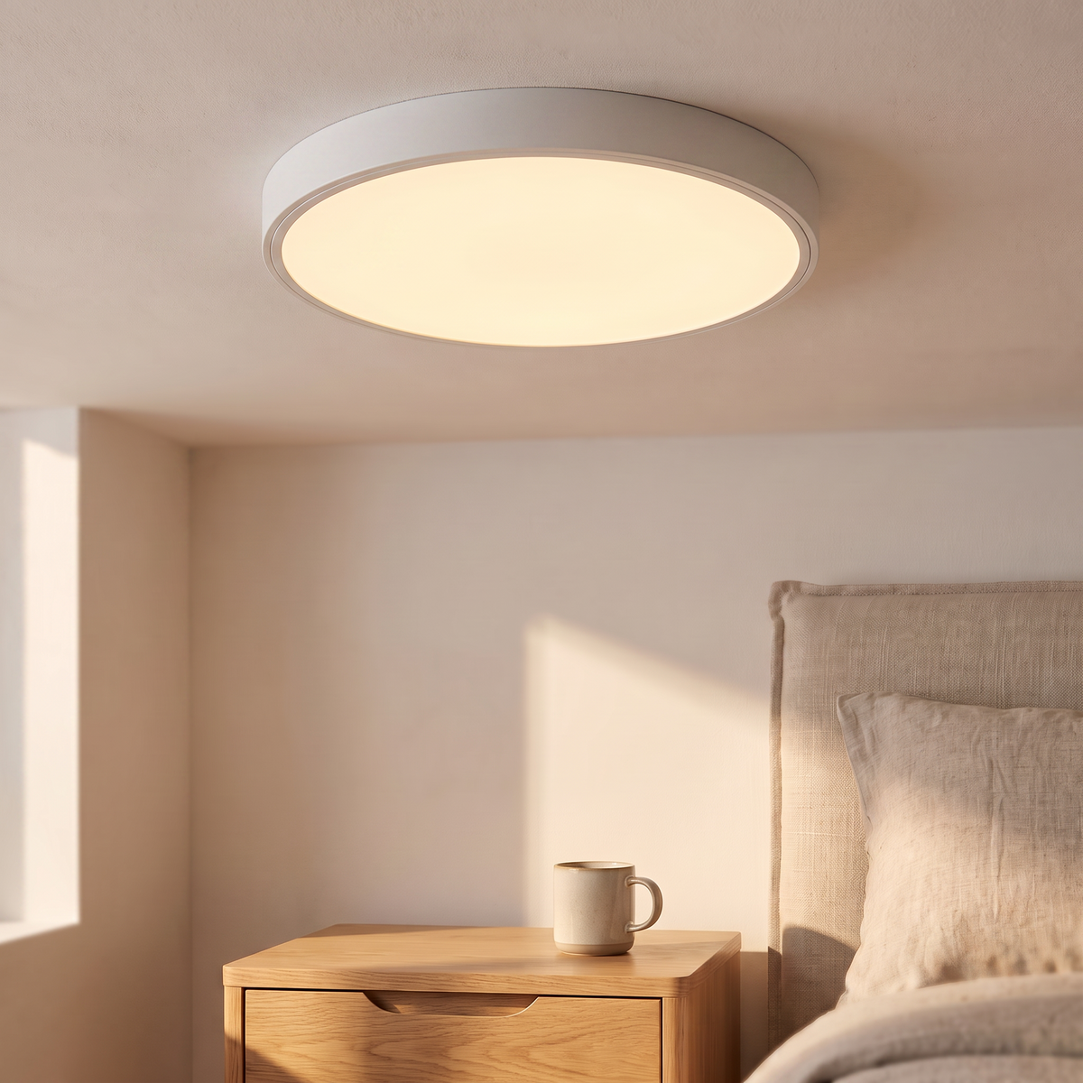 Plafonnier LED nordique en bois, blanc, chambre scandinave