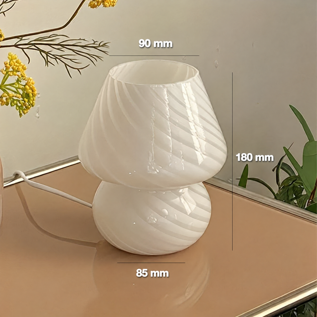 Lampe champignon en verre façon Murano – caractéristiques