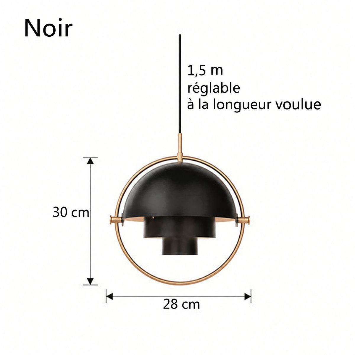 Suspension nordique moderne noire – dimensions