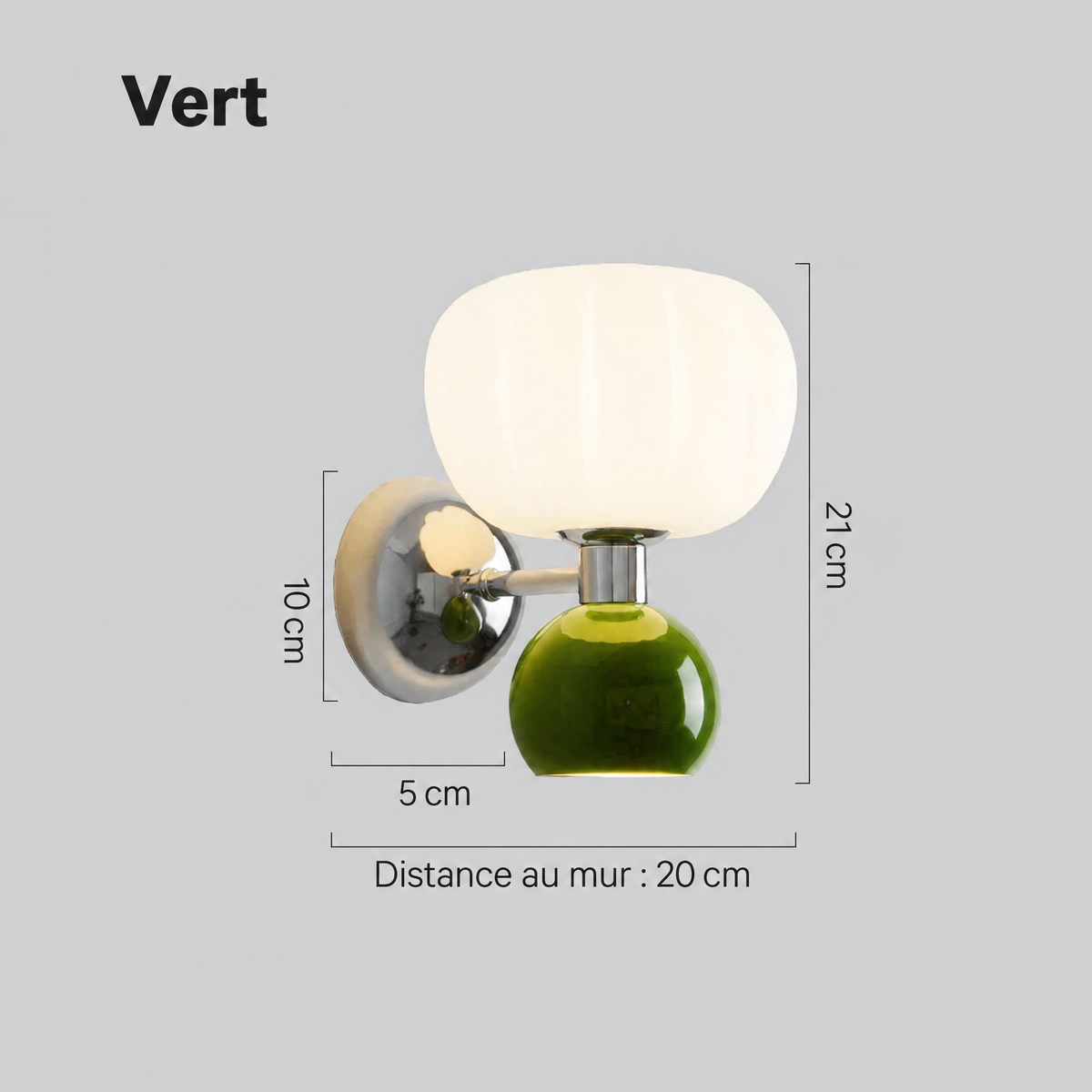 Applique nordique citrouille en verre vert – dimensions