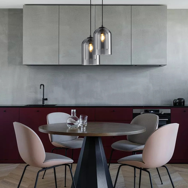 Suspension Mica mid-century | Double abat-jour en verre Ø 18 cm