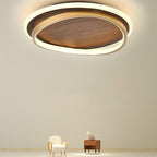 Plafonnier LED rond noyer et doré | Ø 37, 47 ou 57 cm