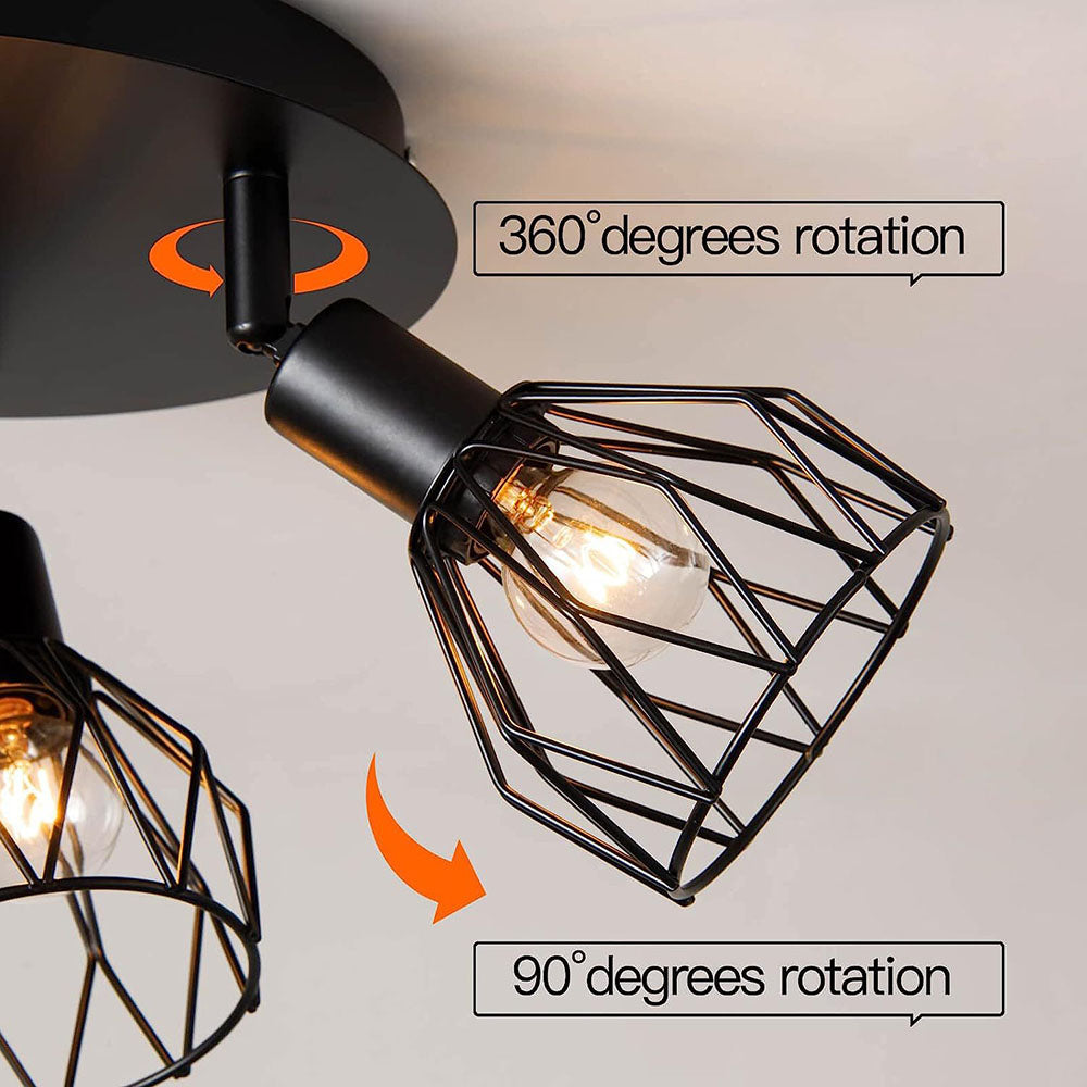 Plafonnier à spots orientables noir | Industriel, Ø 20 cm