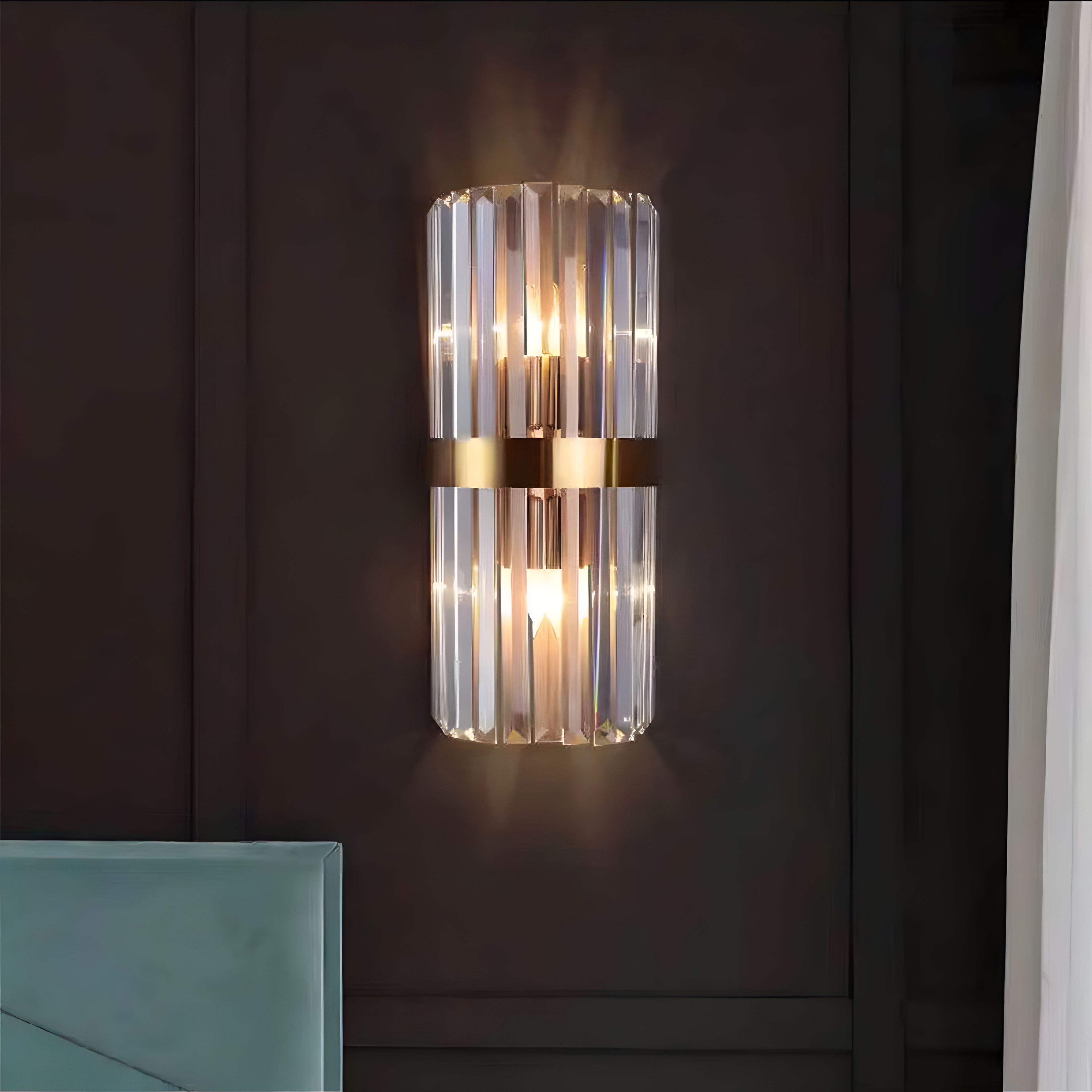 Applique murale en cristal | Acier inoxydable, 2 tailles