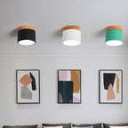 Plafonnier LED scandinave Macaron | Bois naturel, 7 coloris