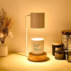 Lampe chauffe-bougie japonaise | Base en bois, 33 cm