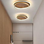 Plafonnier LED rond noyer et doré | Ø 37, 47 ou 57 cm