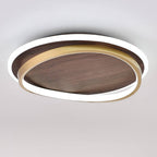 Plafonnier LED rond noyer et doré | Ø 37, 47 ou 57 cm
