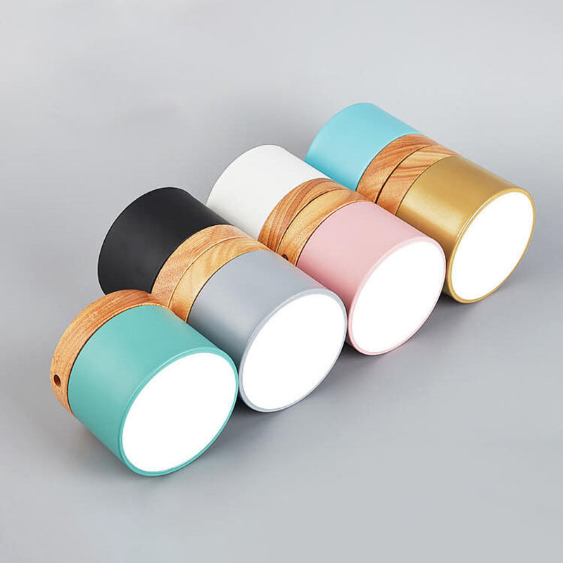 Plafonnier LED scandinave Macaron | Bois naturel, 7 coloris