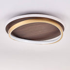 Plafonnier LED rond noyer et doré | Ø 37, 47 ou 57 cm