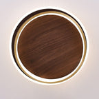 Plafonnier LED rond noyer et doré | Ø 37, 47 ou 57 cm