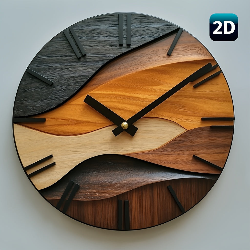 Horloge murale ronde 30 cm | Effet bois nordique