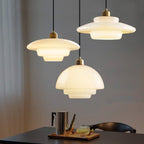 Suspension en verre blanc | Mid-century, 3 formes
