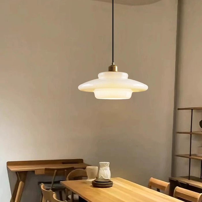 Suspension en verre blanc | Mid-century, 3 formes