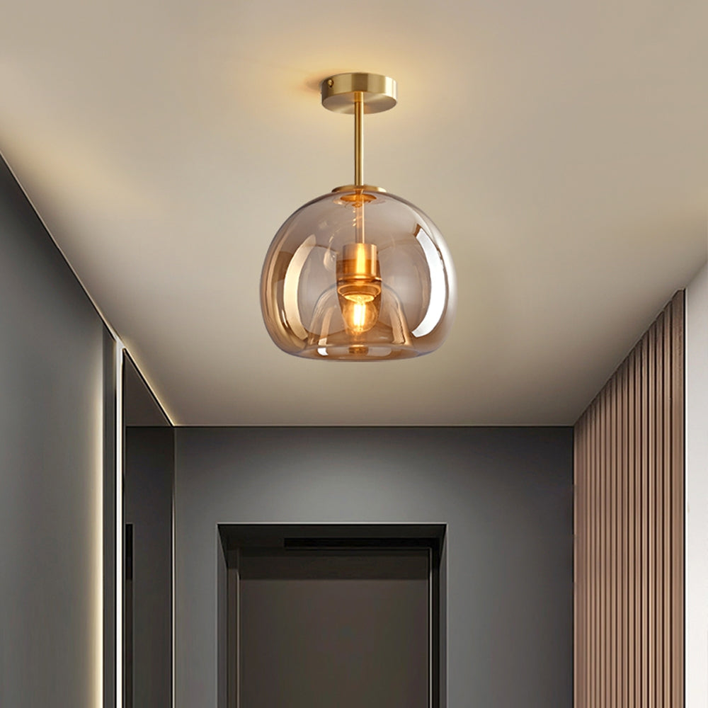 Plafonnier vintage en verre bullé | Ambré, Ø 25 cm, 2 hauteurs