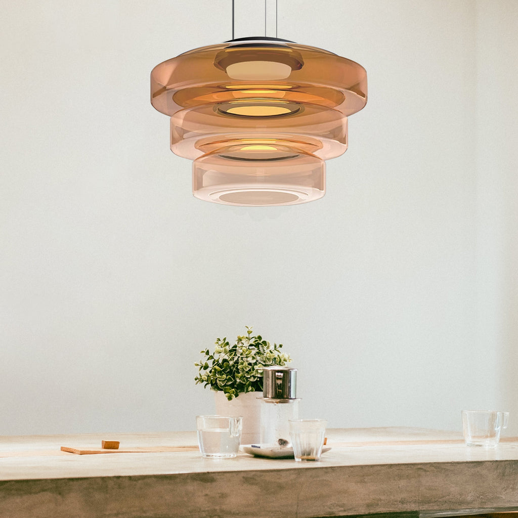 Suspension Bauhaus en verre | Suspension LED à étages, 6 tailles