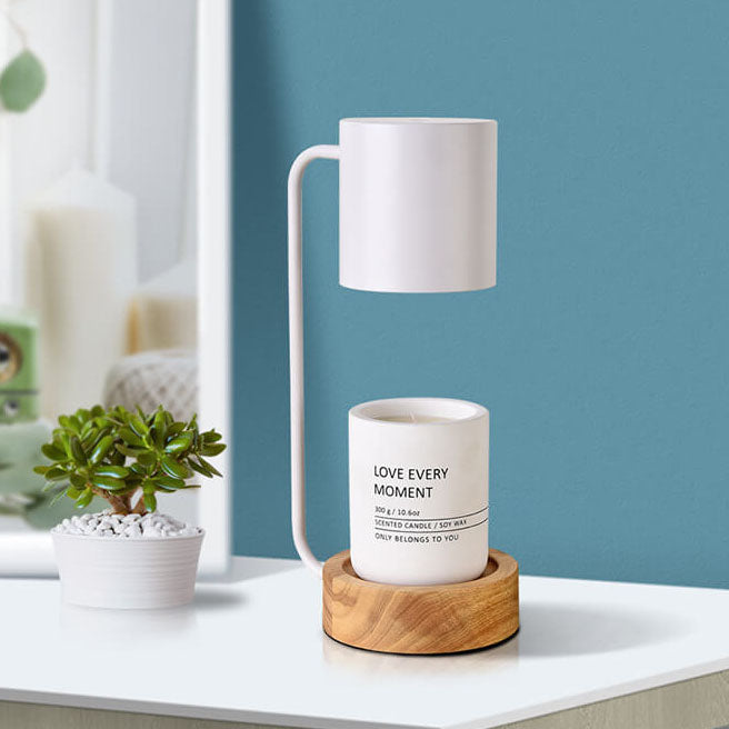 Lampe chauffe-bougie japonaise | Base en bois, 33 cm