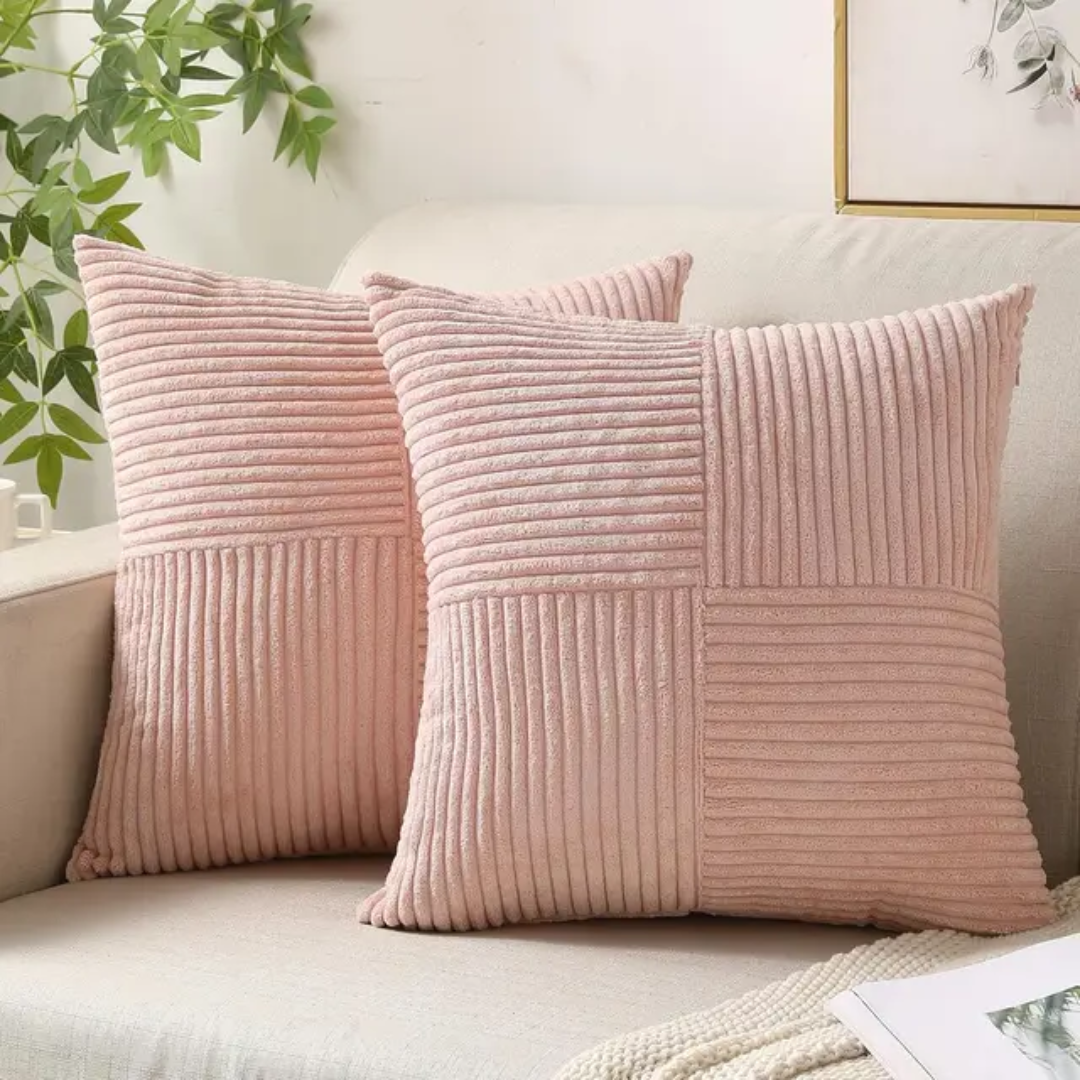 Housse de coussin en velours côtelé | 45 × 45 cm, rayée