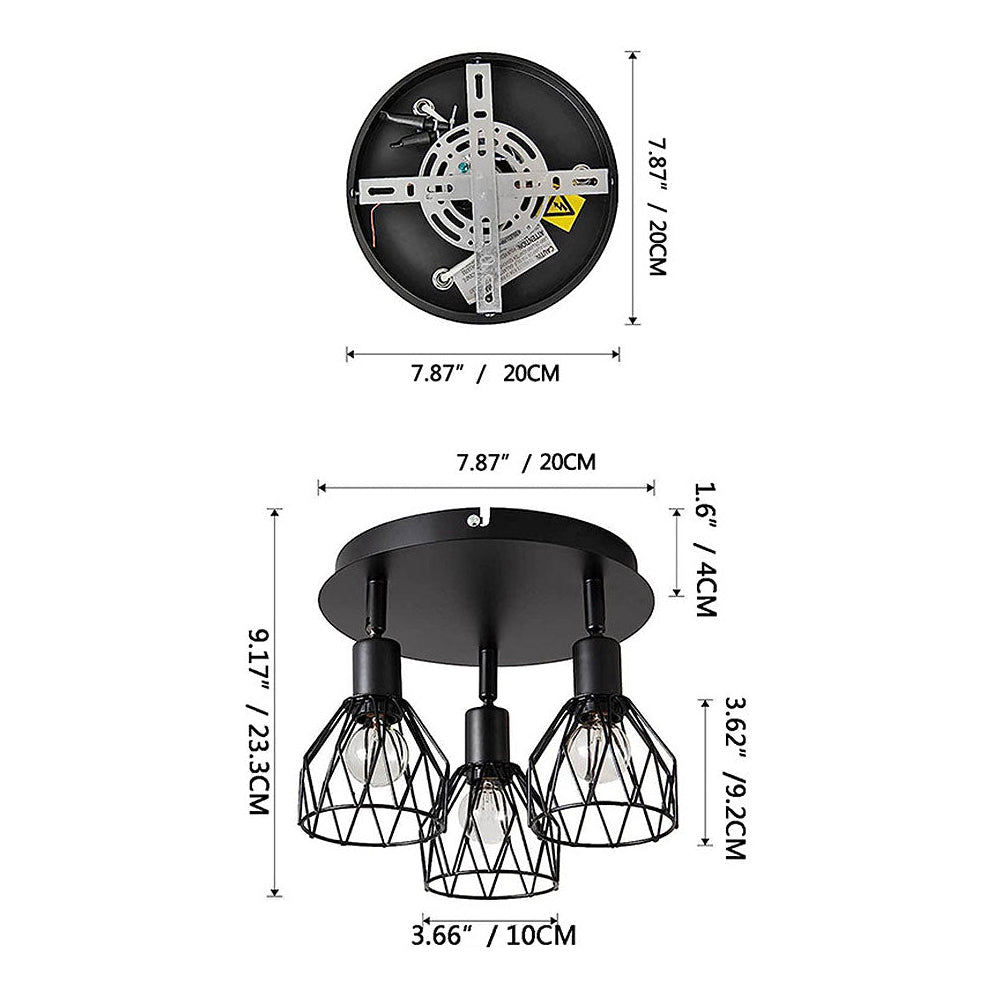 Plafonnier à spots orientables noir | Industriel, Ø 20 cm