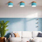 Plafonnier LED scandinave Macaron | Bois naturel, 7 coloris