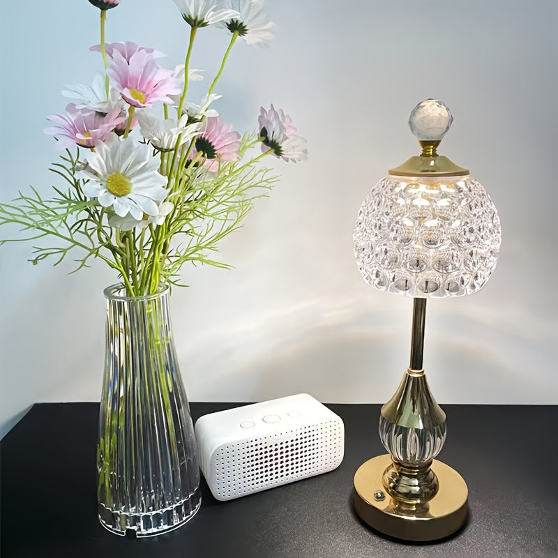 Lampe à poser tactile effet cristal | LED sans fil H 33,5 cm