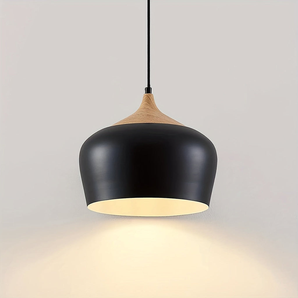 Suspension scandinave | Fer et effet bois, Ø 30 cm