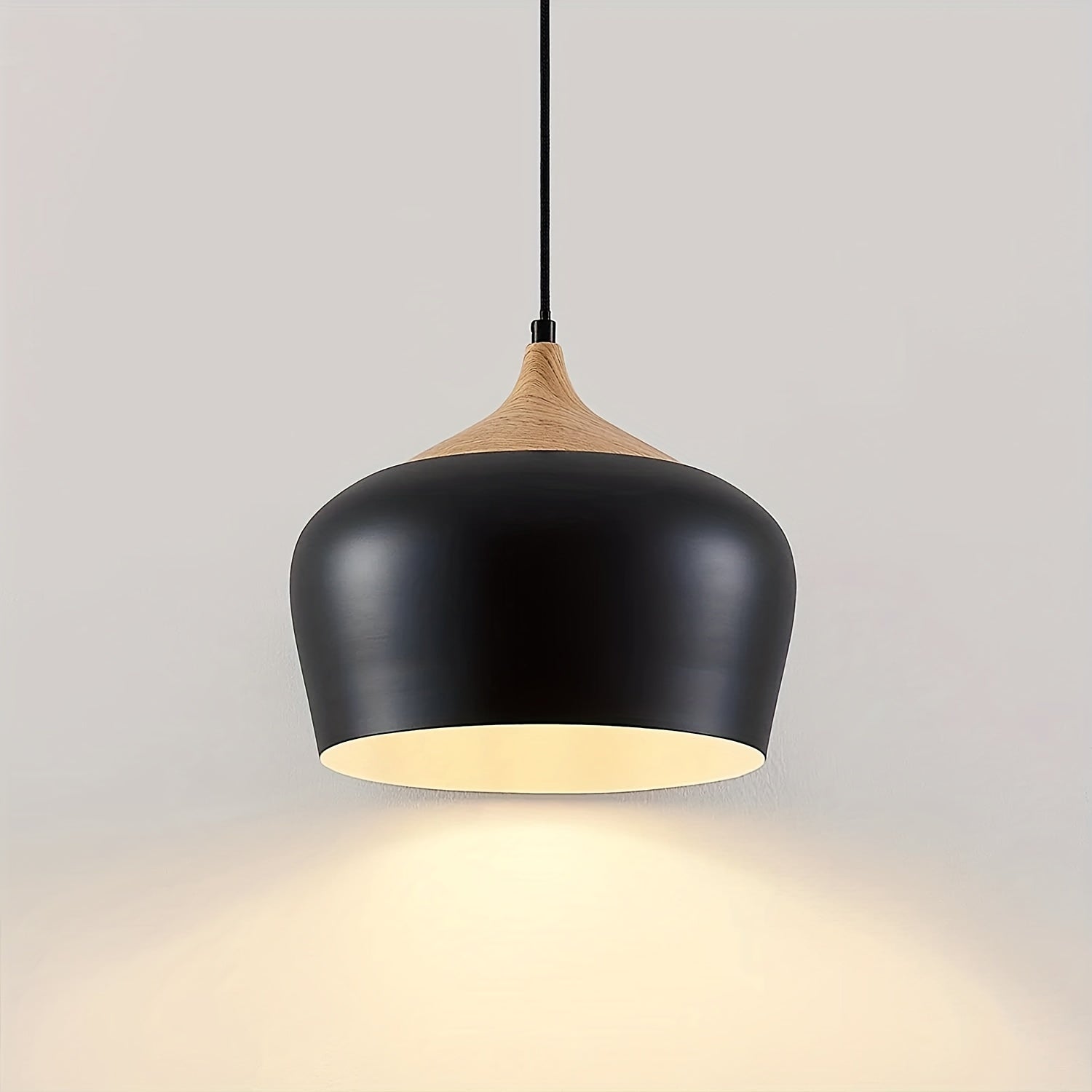 Suspension scandinave | Fer et effet bois, Ø 30 cm