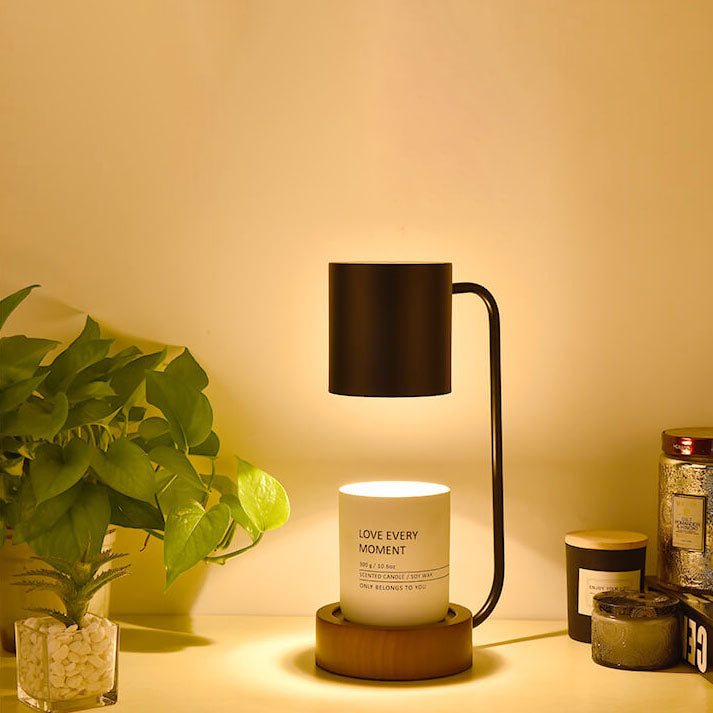 Lampe chauffe-bougie japonaise | Base en bois, 33 cm