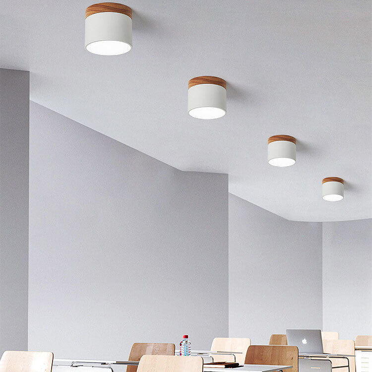 Plafonnier LED scandinave Macaron | Bois naturel, 7 coloris