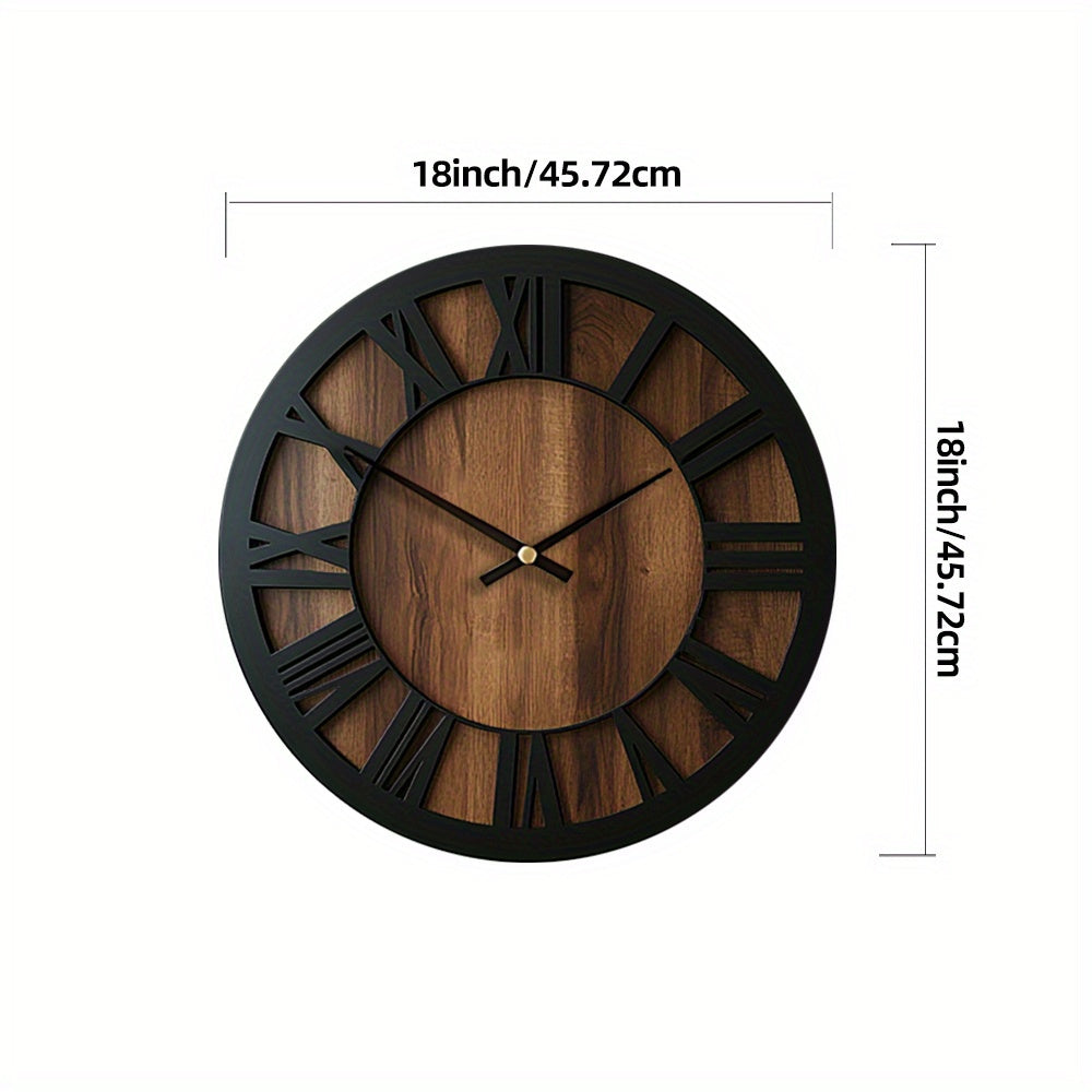 Horloge murale en bois vintage | Chiffres romains, 3 tailles