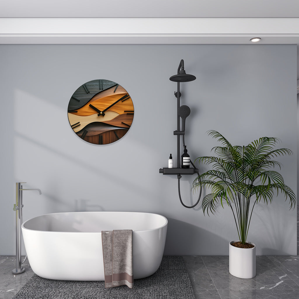 Horloge murale ronde 30 cm | Effet bois nordique