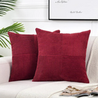 Housse de coussin en velours côtelé | 45 × 45 cm, rayée