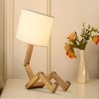 Lampe à poser Rilna | Bois massif articulé, H 47 cm