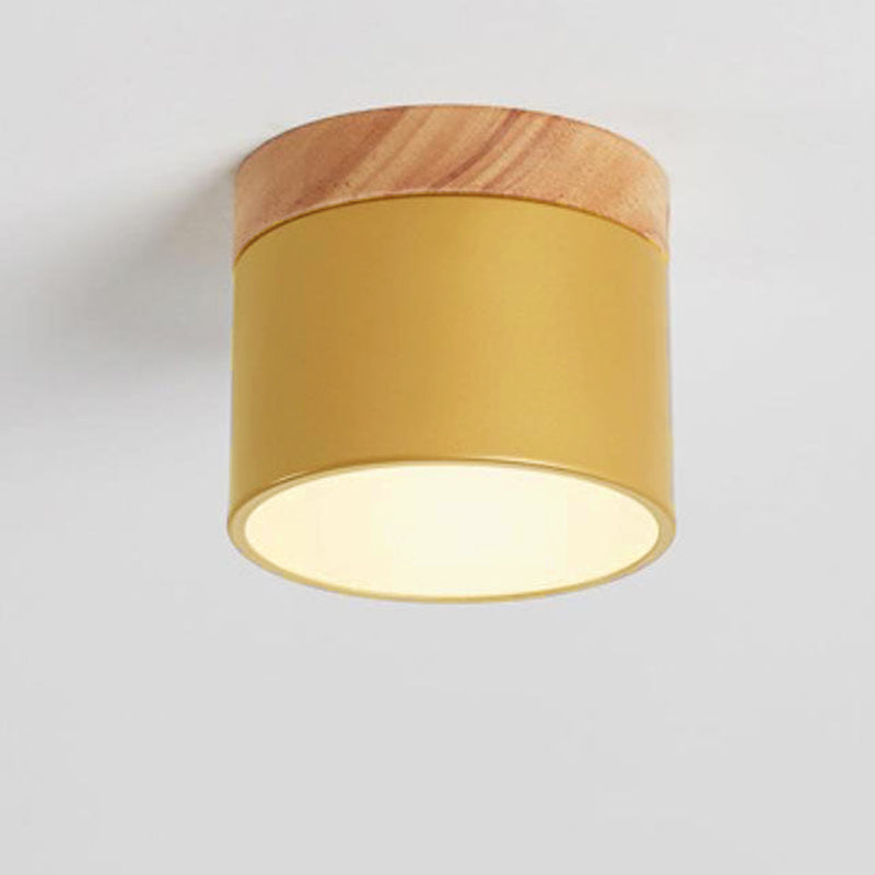 Plafonnier LED scandinave Macaron | Bois naturel, 7 coloris