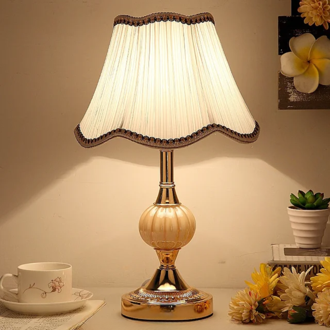 Lampe à poser Quixy | Abat-jour floral, 26 × 42 cm