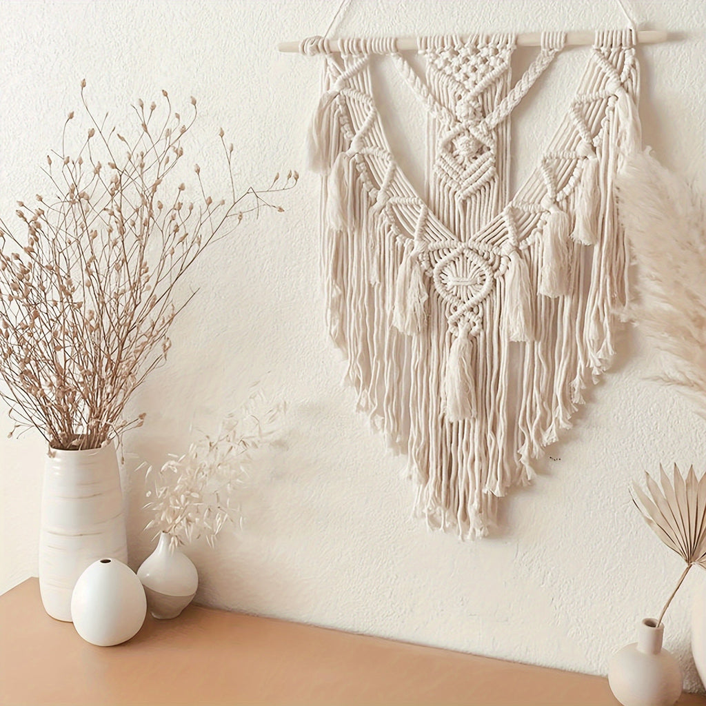 Tenture murale en macramé | Bohème, 70 × 45 cm