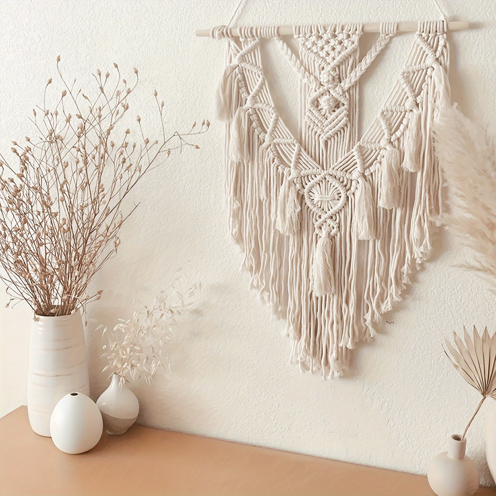 Tenture murale en macramé | Bohème, 70 × 45 cm