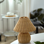 Lampe de bureau en bambou tressé | USB 5 V, esprit boho